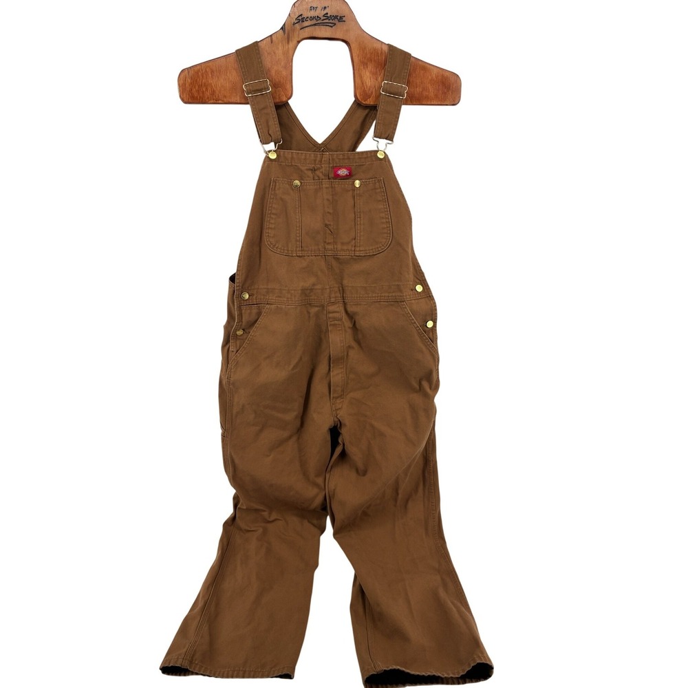 Dickies Mens Brown Duck Canvas Bib Overalls Workwear DB100RBD 38x30
